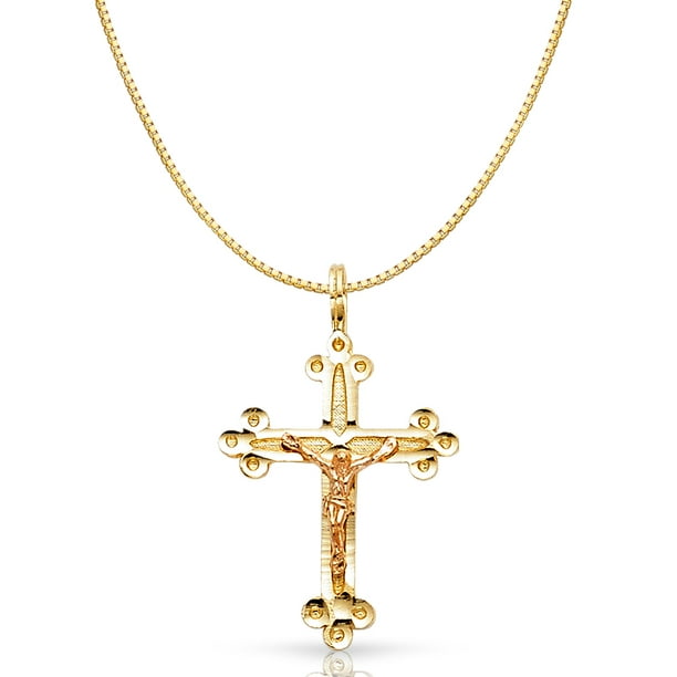 Details about   14K Two Tone Gold Religious Crucifix Charm Pendant For Necklace or Chain 